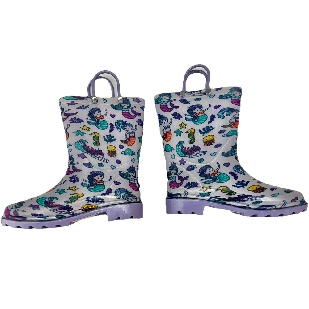 Rain Boots 10 Mermaids Water Shoes Purple Girl Clothing Accessory